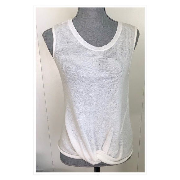 NWT SPLENDID WHITE SLEEVELESS KNIT TWIST FRONT TOP - Picture 3 of 5
